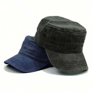 Gorra de Capitán Impermeable de Lona Lavada de 5 Paneles con Bordado a Mano y Estampado en Relieve, Hebilla Metálica Ajustable para Unisex - Product Image 4