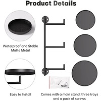 Support rotatif pour plantes, support mural en métal noir à 3 niveaux pour plantes d'intérieur, pot de fleurs pour la maison