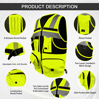Gilet de sécurité Oxford durable SMASYS pour le commerce de détail, haute visibilité, classe 2 ANSI, respirant, réfléchissant, logo personnalisé, design professionnel