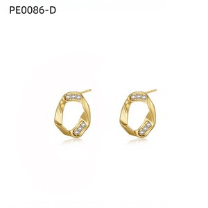 ต่างหูแฟชั่นประดับเซอร์โคเนียสตั๊ด PE0086 สำหรับผู้หญิงเครื่องประดับคุณภาพสูง - Product Image 2