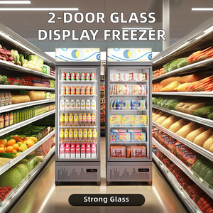 Nhiệt độ đơn Side-by-side tủ lạnh thẳng đứng đồ uống hiển thị tủ lạnh kiểm soát fan hâm mộ di động tủ lạnh cửa kính - Product Image 1