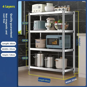 رف تخزين متعدد الطبقات من الفولاذ المقاوم للصدأ مصنوع بدقة للشرفة والمطبخ المنزلي، مصنوع من الصفائح المعدنية - Product Image 4