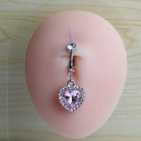 Anneaux de nombril non piercing mode clip en cristal en forme de coeur anneau de ventre avec des accents de zircon pour les femmes