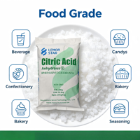 Acide citrique anhydre en poudre CAS77-92-9 Marque Ensign/TTCA/Lemon Star Régulateur de pH pour comprimés effervescents Qualité alimentaire pour boulangerie ISO