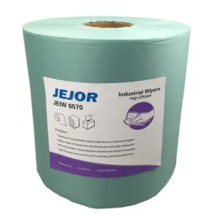 Green Disposable Universal Dry Non Woven Cleaning Wiper Jumbo Rolls Textured Industrial Wipe