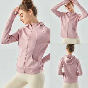 Logo personnalisé Nouveaux manteaux athlétiques à capuche avec fermeture éclair pour femmes, vêtements de sport chauds, veste de course avec fermeture éclair complète et sweat à capuche - Product Image 4