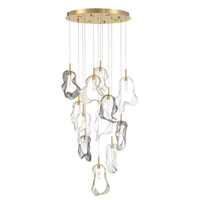 Lustre moderne minimaliste sur mesure pour escaliers intérieurs, villa, salon, salle à manger, verre LED, suspension multi-gouttes, dimmable, haut