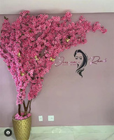 Vente en gros de branches de fleurs de cerisier blanches en soie, longues tiges, 4 branches, fleurs de cerisier artificielles pour la décoration