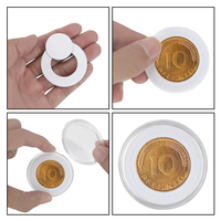 Boîte de rangement aseptique en bambou pour pièces de monnaie avec tampon de réglage pour gaufrage/débossage, 20_30_50_100PCS, étui de collection de pièces commémoratives ajustable