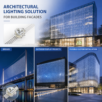 Éclairage de façade média extérieur à LED RVB adressables IP67 DMX512 pour projets architecturaux de bâtiments