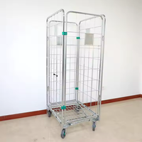 Conteneur à roulettes en acier pliable à quatre roues, robuste, pour entrepôt, capacité de 500 kg, facile à déplacer