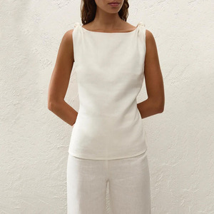 Set Personalizzato di 2 Pezzi <span class=keywords><strong>Abbigliamento</strong></span> da Viaggio per Donne, Completo Elegante in Bianco - Product Image 4