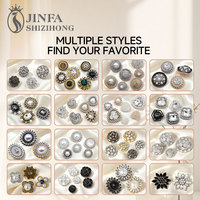 RB048 diskon besar-besaran tombol bunga zirkon berkilau kustom kancing mewah kancing berlian imitasi logam Aloi tombol Shanks emas perak