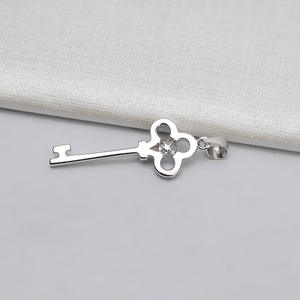 Pendentif clé en argent S925 avec 5-6 perles, accessoire de coiffure personnalisé pour femme, plateau d'accessoires DIY semi-fini, collier tendance 701 - Product Image 4