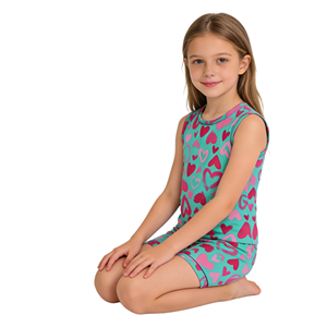 <strong>2026</strong> New Custom Girls <strong>Clothing</strong> Sets Sleeveless Tank <strong>Top</strong> + Shorts Set Heart/Floral Print Customizable Baby Girl Two-piece Outfit - Product Image 3