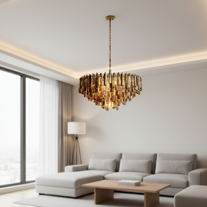 <span class=keywords><strong>Lampadario</strong></span> Vintage Italiano in Vetro di Murano e Ottone, Altezza Regolabile, per Soggiorno di Villa, Luce Pendente di Lusso - Product Image 1