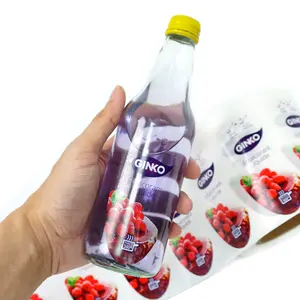 Üreticiler kişiselleştirilmiş süper parlak su geçirmez içecek suyu etiketleri, özel logo şişe etiketleri vinil çıkartmalar