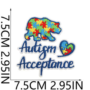 Venta al por mayor de parches de concientización sobre el autismo tema verde bordado hierro en parches Logotipo de diseño personalizado parches bordados para ropa - Product Image 5