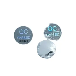 Pollici QC superato adesivi a prova di manomissione argento ad alta sicurezza a prova di manomissione garanzia adesivi ologramma vuoto