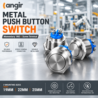 Sakelar Tombol Tekan Sementara Stainless Steel 16mm Dengan Terminal Sekrup 2 Pin IP65 12V 24V 2A Tahan Air