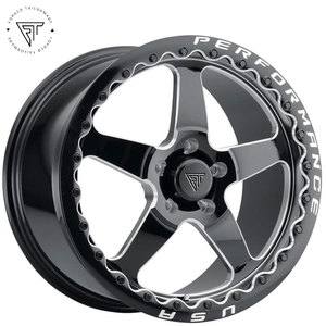 ล้อรถแข่งน้ำหนักเบาสีดำแบบฟอร์จ 15x8J 15x4 20x10J อลูมิเนียมบีดล็อค แดร็ก 5x4.5 7.9 แบ็คสเปซ 100 มม. - Product Image 3