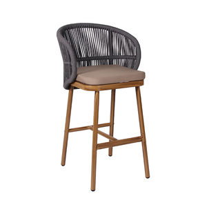<span class=keywords><strong>Chaise</strong></span> de <span class=keywords><strong>bar</strong></span> en osier moderne pour l'extérieur avec dossier haut et repose-pieds en aluminium de <span class=keywords><strong>75</strong></span> <span class=keywords><strong>cm</strong></span> de haut, idéale pour les patios, les jardins et les balcons - Product Image 4