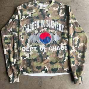 Camiseta de Manga Larga con Estampado DTG Completo, Estilo Vintage, Lavado Personalizado, Corte Holgado, Gruesa, de Algodón, con Diseño de Camuflaje y Textura Waffle Térmica - Product Image 3