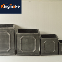 Grande jardinière en fibre de verre Fournitures de jardin Jardinière carrée noire Jardinière en ciment pour plantes de jardin