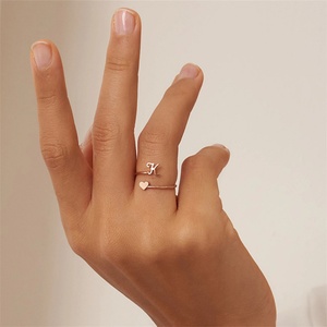 Anillos de Acero Inoxidable con Letras y Corazones para Mujer, Joyería Fina de Moda - Product Image 2