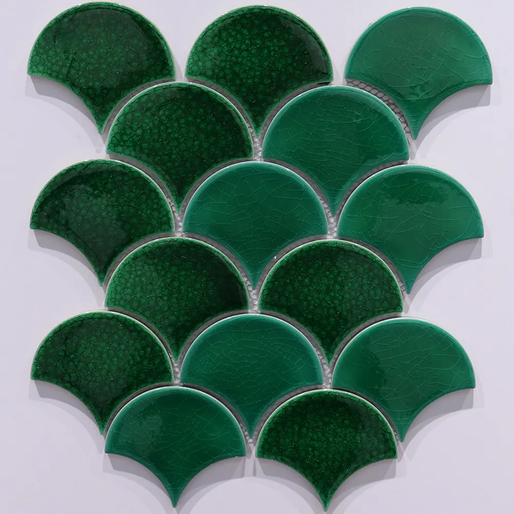 Красивая светло-темно-зеленая ледяная трещина, настенная мозаичная плитка для бассейна