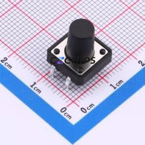 TS015-CBW1FH12.5 Tactile Switch Through hole-4P,12x12mm Switch Single Pole Single Throw Round Button 2.5N Through Hole - Product Image 1