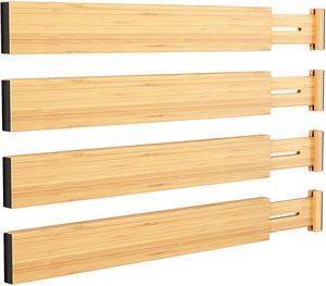 Popular Hot Selling Large Bamboo Drawer Dividers Separators High Quality Eco-Friendly Bamboo Expandable Drawer Organizer