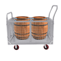 Chariot à plateforme en acier robuste ALLWORLD CH05114, capacité 200 kg, côtés en maille amovibles, 1000x600x940 mm, chariot à 4 roues avec revêtement en poudre