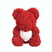 40cm de lujo PE Rosa perro oso Artificial de flores de espuma de oso de rosas con corazón, regalo para las mujeres de San Valentín regalo de boda