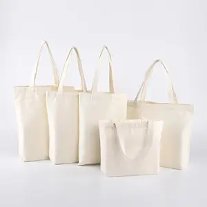 Toplu düz Polyester pamuk Tote çanta kolları ile boş kullanımlık bakkal alışveriş çantaları sublime işçiliği DIY