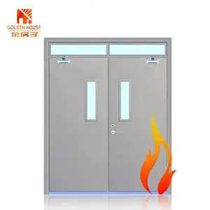 Pintu Tahan Api Baja Ganda Eksterior Tiongkok UL Menyetujui 60/90/120 Menit Pintu Tahan Api Logam Berongga