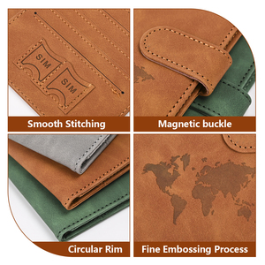 Porte-passeport personnalisé avec carte du monde, <span class=keywords><strong>anti</strong></span>-magnétique, blocage RFID, en cuir PU, pour voyage - Product Image 3