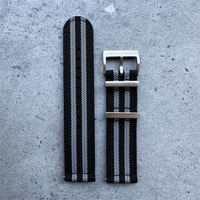 Bracelets de montre personnalisés 19/21mm noir gris style Bond 18mm 20mm 22mm double bracelet de montre en tissu de nylon nervuré deux pièces vente en gros