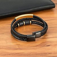 Bracelet en cuir tressé pour homme personnalisé OEM ODM, fermoir en acier inoxydable 316L, bracelet en cuir fait main unisexe