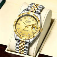 Montre mécanique automatique pour homme, montre mécanique à remontage automatique, 38 mm, cristal, diamant, acier inoxydable, montre de luxe pour hommes