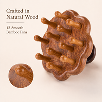 Brosse de massage du cuir chevelu en bois naturel avec du Cumaru, outil de massage manuel pour la tête et le corps, logo personnalisé, marque privée, OEM, vente en gros