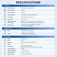 Multi-visionneur HDMI 4x1, prend en charge l'affichage multi-écrans 1080P, 5 modes de visualisation, télécommande IR RS232