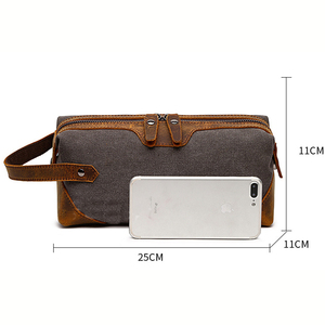 Travel <b>Toiletry</b> <b>Bag</b> Double Zipper Design with Leather Handle Suitable <b>for</b> Both <b>Men</b> and Women <b>for</b> Travel Daily Use - Product Image 3