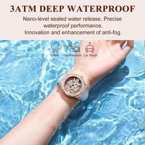 Drioshipping Montre-bracelet de luxe avec bracelet en cuir et diamant pour femmes Montre à quartz rotatif avec cadran étoilé Montre mode pour femme en acier inoxydable - Product Image 4