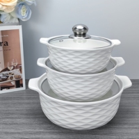 Batterie de cuisine moderne en céramique antiadhésive avec marmite à soupe et faitout à double poignée pour four et cuisinière, idéale pour les services de vaisselle