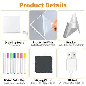 Tablero de Mensajes LED Luminoso 3D, Letrero Decorativo Portátil de Acrílico para Niños, Tablero de Notas Borrable en Seco - Product Image 4