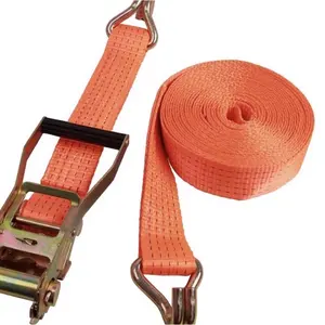 CE Certified 50MM Ratchet Tie Down With Double J Hook For Cargo Safety Cargo Tie Down Strap Ratchet Strap