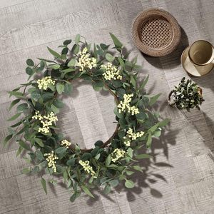 20 ''per la finestra del portico della porta d'ingresso decorazione verde per la casa colonica primavera estate autunno tutte le stagioni corona di eucalipto - Product Image 5