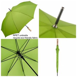 Parapluie de golf classique en pongé RPET recyclé, sans PFOA, écologique, ouverture automatique, couleur verte, résistant au vent, pour extérieur - Product Image 3