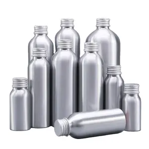 Herbruikbare 50Ml 100Ml 150Ml Cosmetische Zilveren Aluminium Fles Met Aluminium Schroefdop